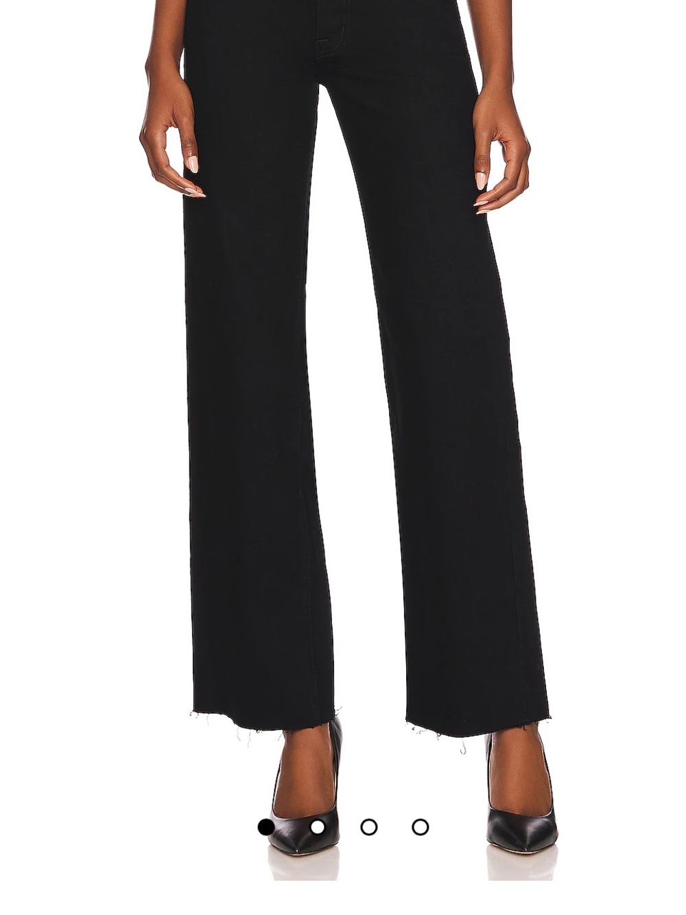 SLVRLAKE Black High-Rise Wide Leg Jeans with Raw Hem